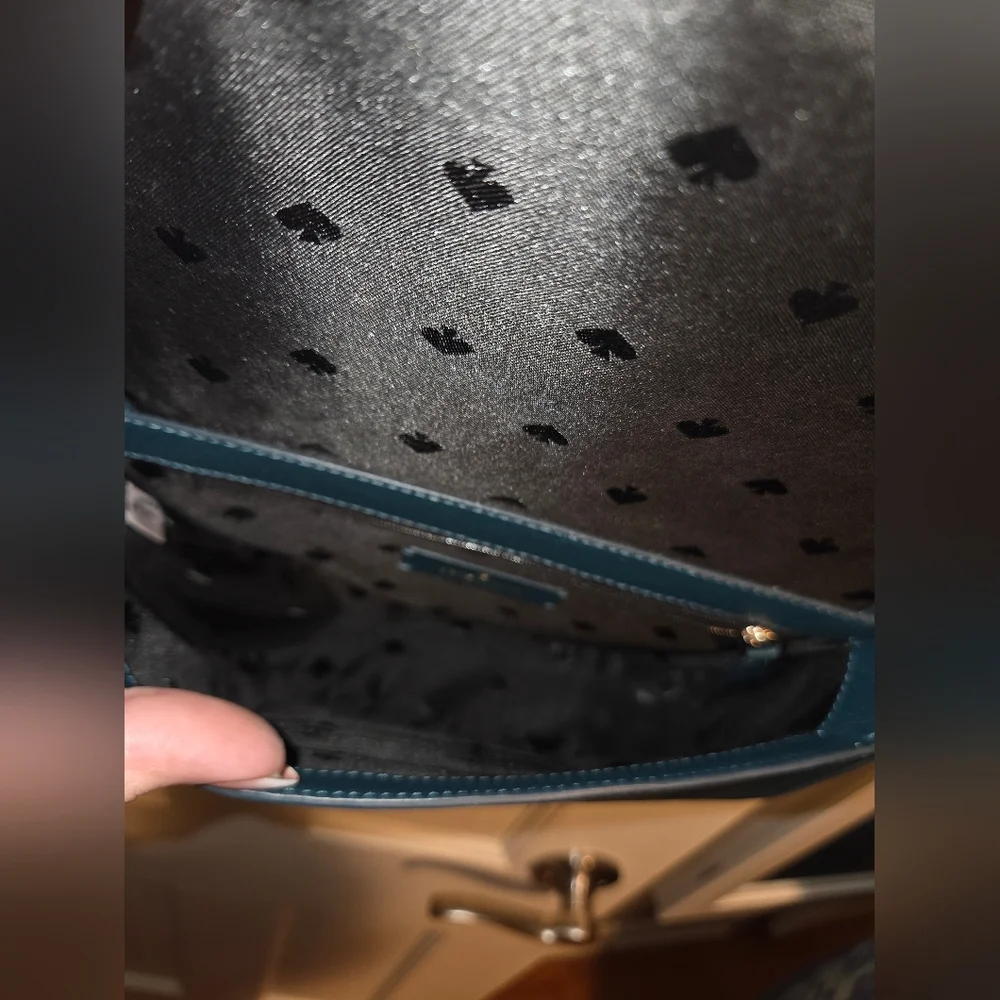 Kate Spade dark turquoise Crossbody Saddle Bag suede and pebbled leather bag - Picture 15 of 16